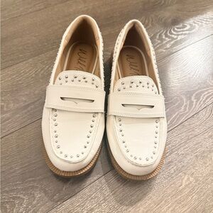 Studded White Loafers